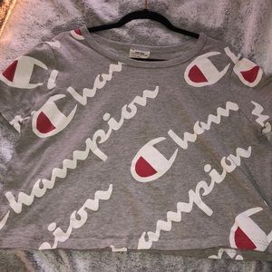 Champion Gray Logo Crop Top